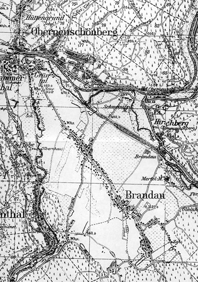 Historische topographische Karte von Brandau